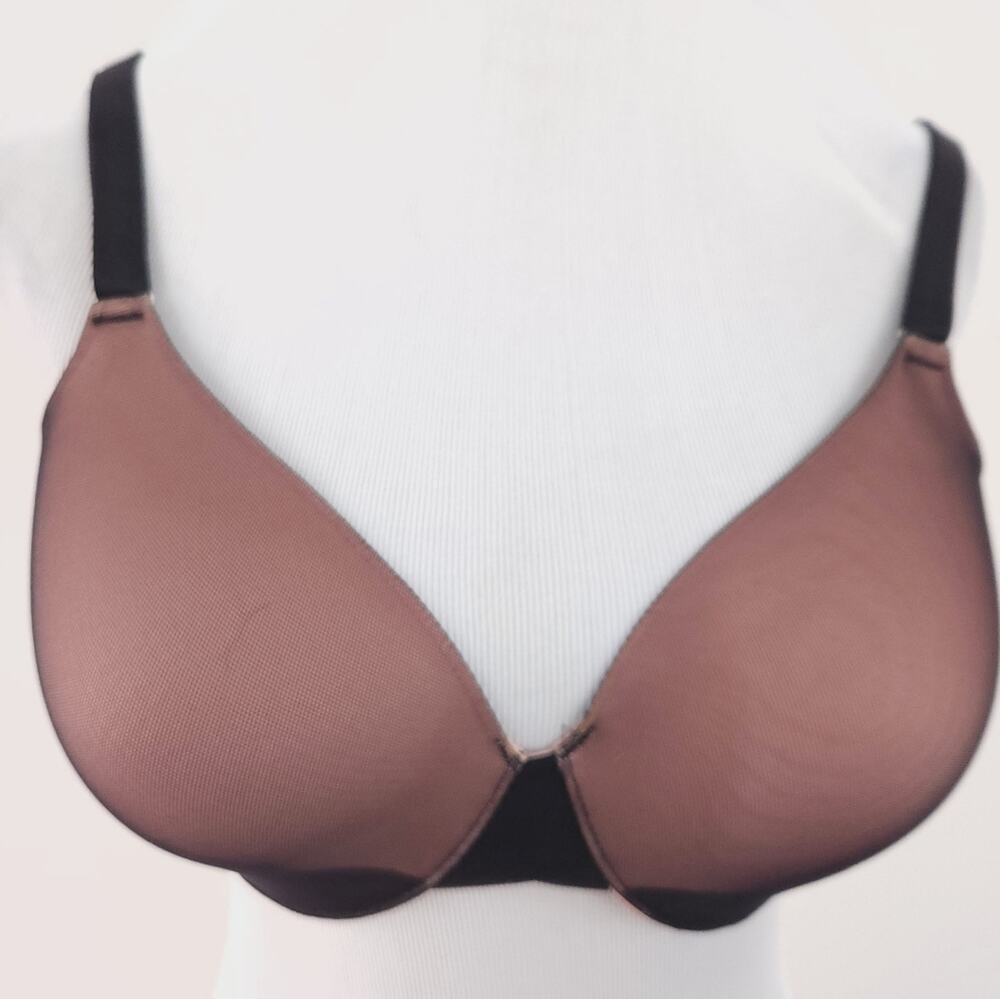 Soma Vanishing Back Layered Mesh Bra 38D Pink and Black, Underwire Bra